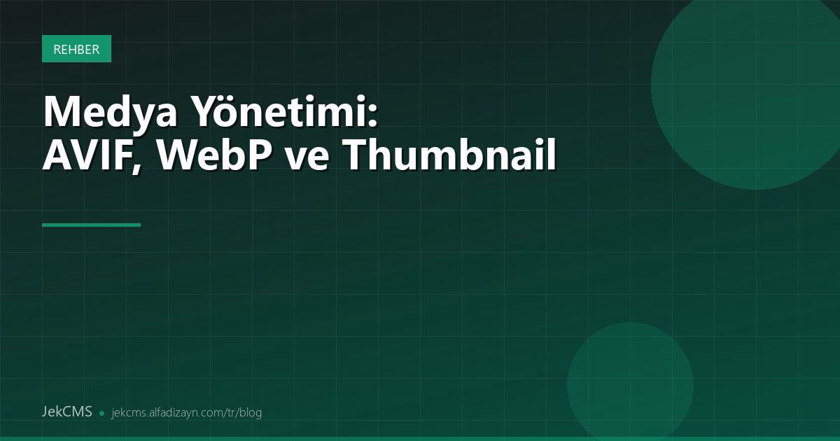 Medya Yönetimi: AVIF, WebP ve Thumbnail Pipeline